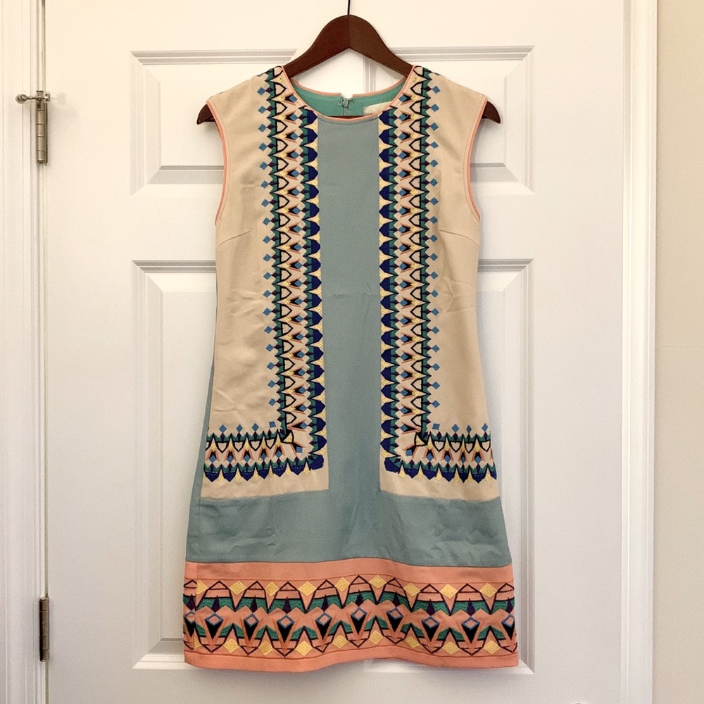 Anthropologie Shift Dress with Geo Print sz S